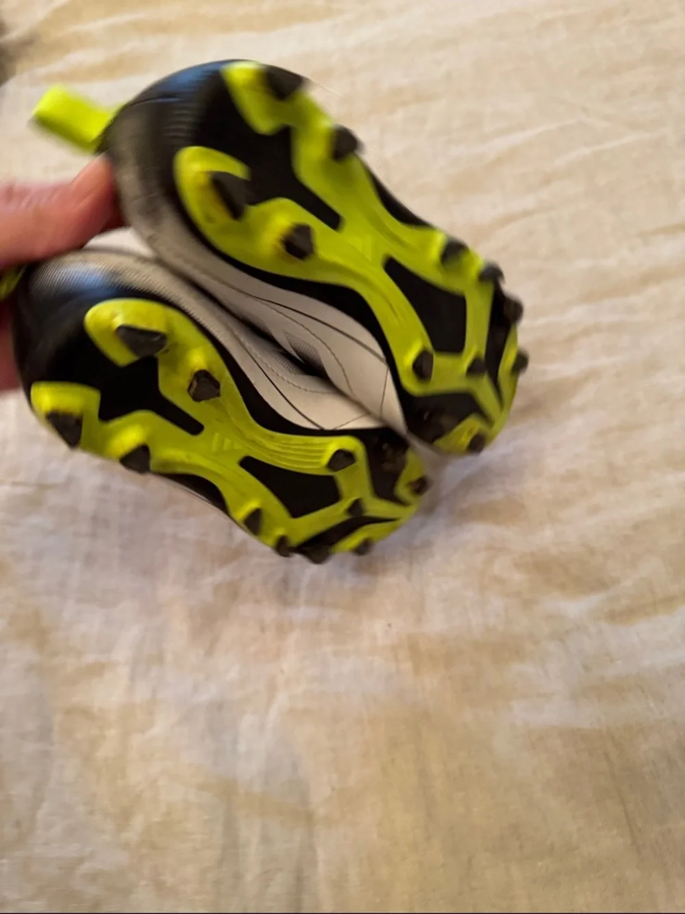 adidas Goletto Kids White and Neon Green Slip-On Soccer Cleats - Picture 9 of 10